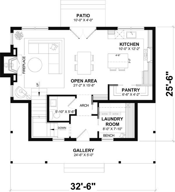 House Blueprint - Cottage Floor Plan - Main Floor Plan #23-2876