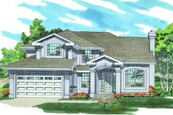 Exterior - Front Elevation for European House Plan #47-482 - 4 bed, 3 bath