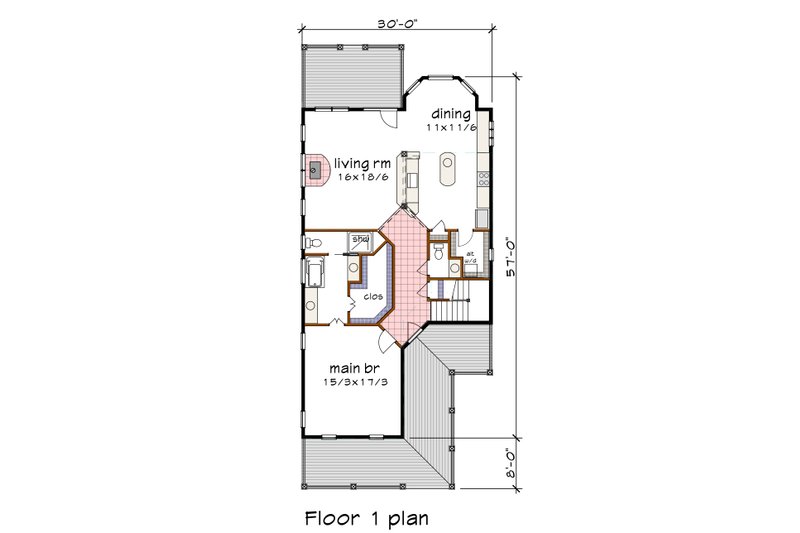 Home Plan - Floor Plan - Main Floor for Farmhouse House Plan #79-360 - 3 bed, 2.5 bath