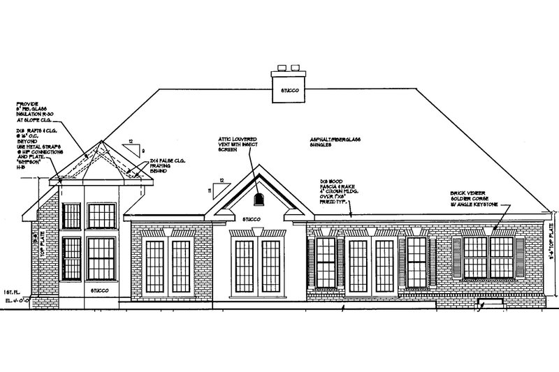 Dream House Plan - Exterior - Rear Elevation for Ranch House Plan #3-150 - 3 bed, 2.5 bath