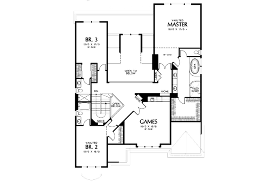 Floor Plan - Upper Floor for European House Plan #48-260 - 4 bed, 4 bath