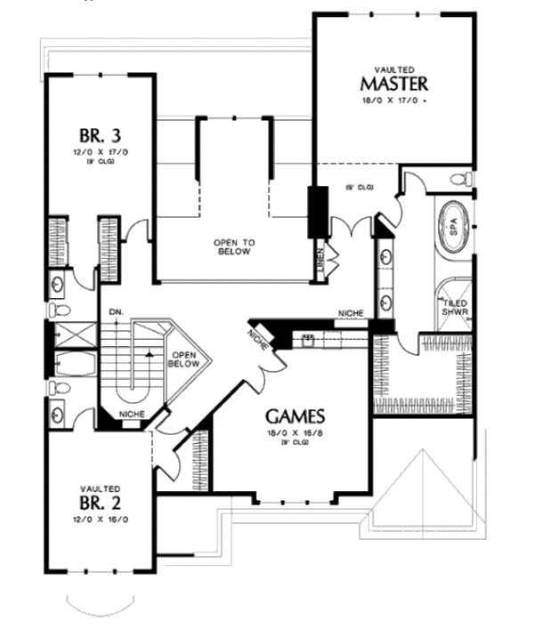 House Blueprint - European Floor Plan - Upper Floor Plan #48-260