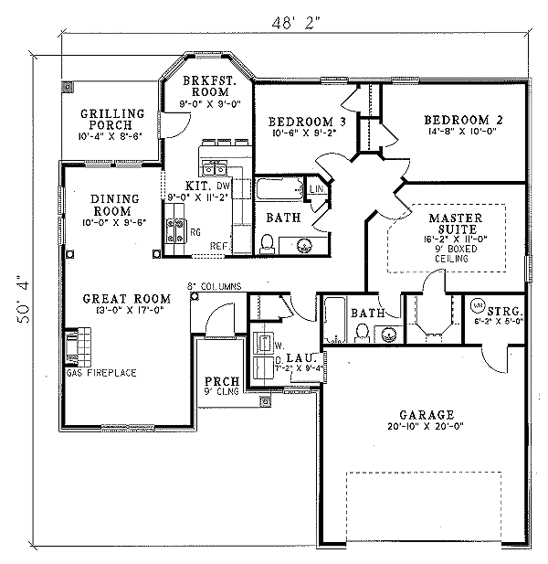 Architectural House Design - Southern Floor Plan - Main Floor Plan #17-137