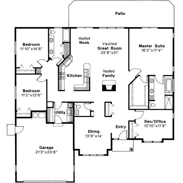 House Plan Design - Ranch Floor Plan - Main Floor Plan #124-288
