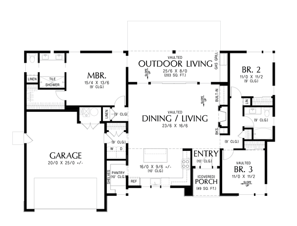 House Blueprint - Contemporary Floor Plan - Main Floor Plan #48-1194