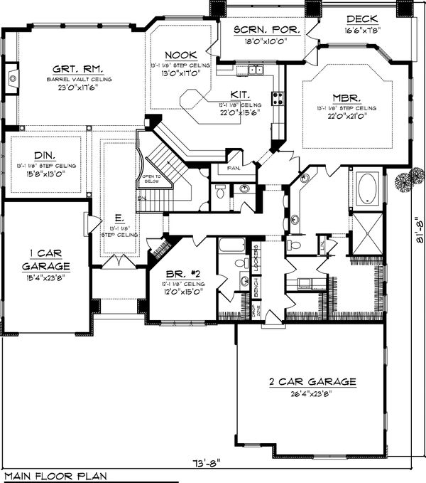 Architectural House Design - Ranch Floor Plan - Main Floor Plan #70-1064
