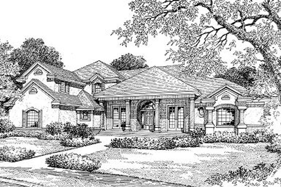 Exterior - Front Elevation for European House Plan #417-403 - 4 bed, 4 bath