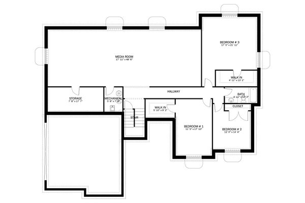 Architectural House Design - Ranch Floor Plan - Lower Floor Plan #1060-13