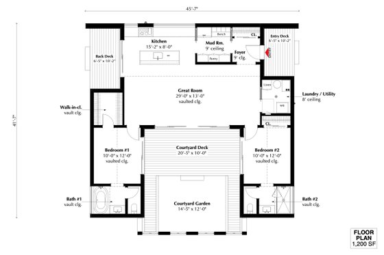Floor Plan - Main Floor for Modern House Plan #933-20 - 2 bed, 2 bath