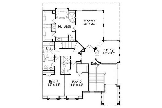 Floor Plan - Upper Floor for European House Plan #411-863 - 3 bed, 3.5 bath