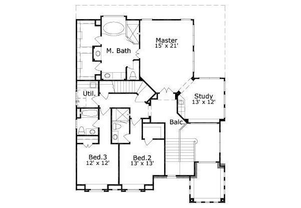 Floor Plan - Upper Floor for European House Plan #411-863 - 3 bed, 3.5 bath