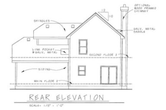 Exterior - Rear Elevation for Craftsman House Plan #20-1217 - 3 bed, 2.5 bath