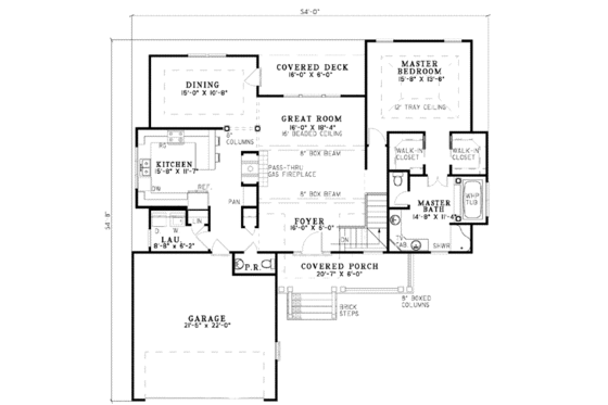 Floor Plan - Main Floor for Traditional House Plan #17-1152 - 3 bed, 2.5 bath