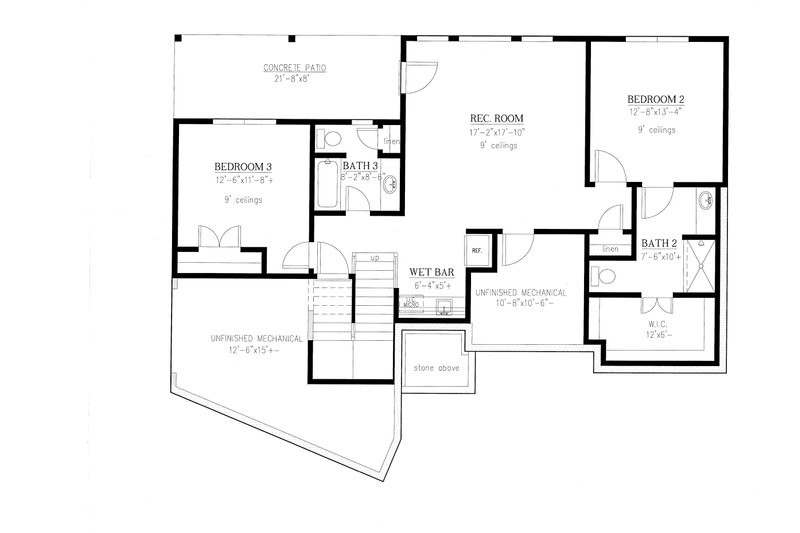 Dream House Plan - Floor Plan - Lower Floor for Ranch House Plan #437-88 - 3 bed, 3.5 bath