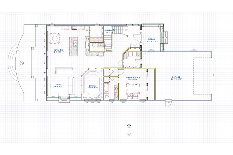 Architectural House Design - Floor Plan - Main Floor for Beach House Plan #1109-36 - 5 bed, 4.5 bath