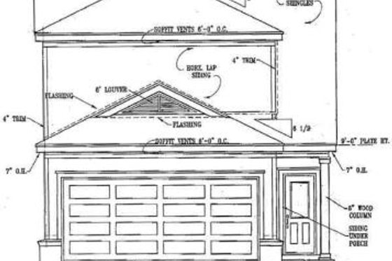 Exterior - Rear Elevation for Southern House Plan #81-137 - 4 bed, 2.5 bath