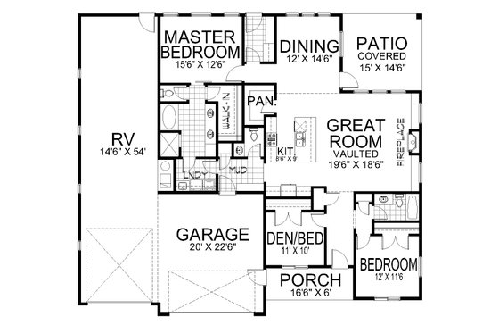 Floor Plan - Main Floor for Craftsman House Plan #112-304 - 3 bed, 2.5 bath