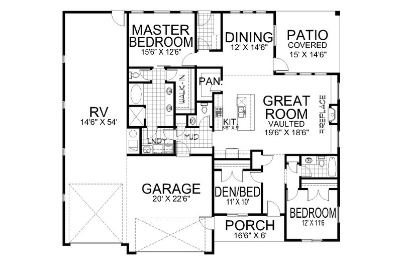Architectural House Design - Floor Plan - Main Floor for Craftsman House Plan #112-304 - 3 bed, 2.5 bath