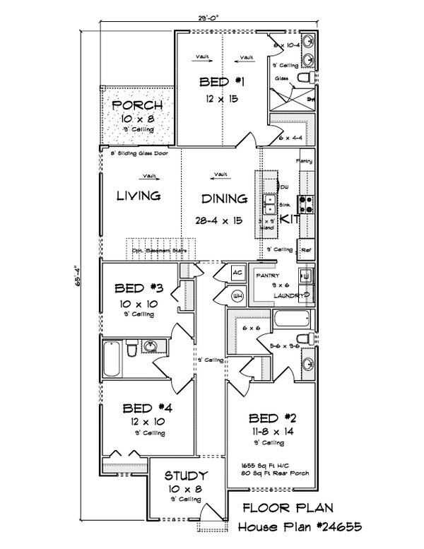 Architectural House Design - Floor Plan - Main Floor for Cottage House Plan #513-2448 - 4 bed, 3 bath