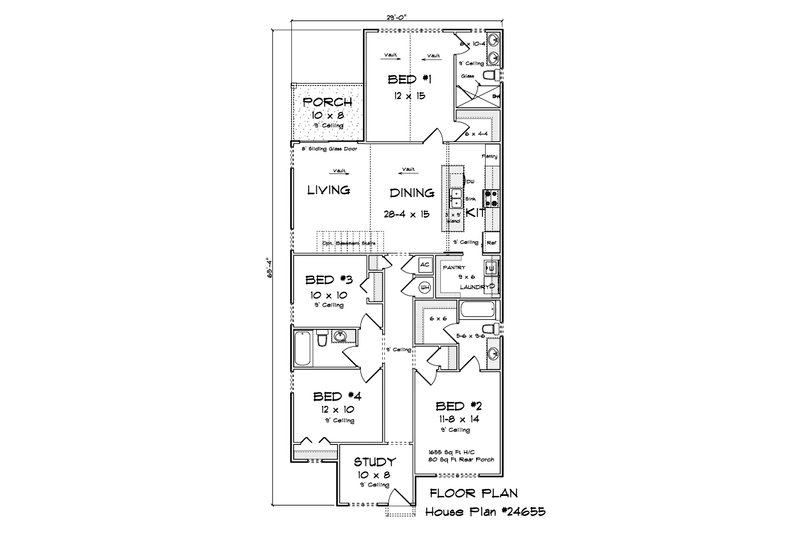 House Blueprint - Floor Plan - Main Floor for Cottage House Plan #513-2448 - 4 bed, 3 bath