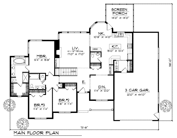 House Plan Design - Traditional Floor Plan - Main Floor Plan #70-254