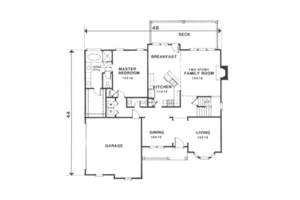 Floor Plan - Main Floor for Traditional House Plan #129-116 - 4 bed, 2.5 bath