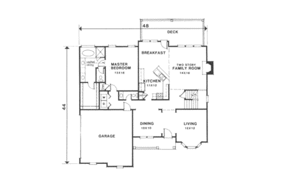 Floor Plan - Main Floor for Traditional House Plan #129-116 - 4 bed, 2.5 bath