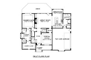 Floor Plan - Main Floor for Craftsman House Plan #413-138 - 4 bed, 3.5 bath