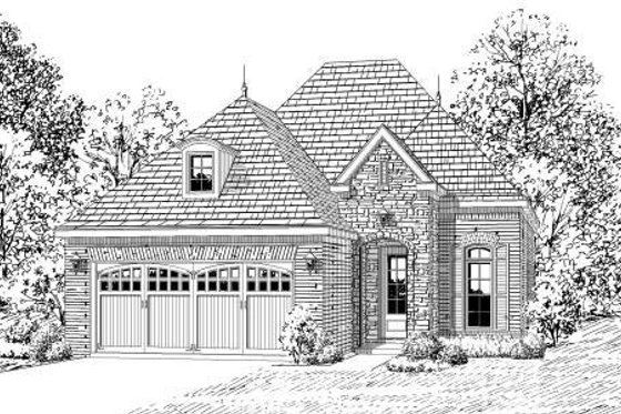 Exterior - Front Elevation for European House Plan #424-115 - 3 bed, 2 bath