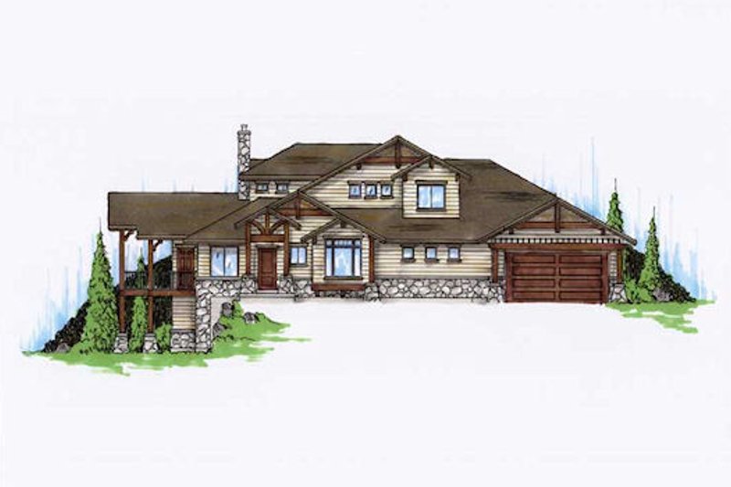 Home Plan - Bungalow Exterior - Front Elevation Plan #5-386