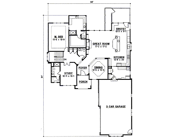 Ranch Floor Plan - Main Floor Plan #67-776