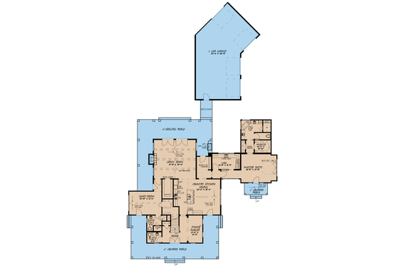 Floor Plan - Main Floor for Farmhouse House Plan #923-101 - 4 bed, 3.5 bath