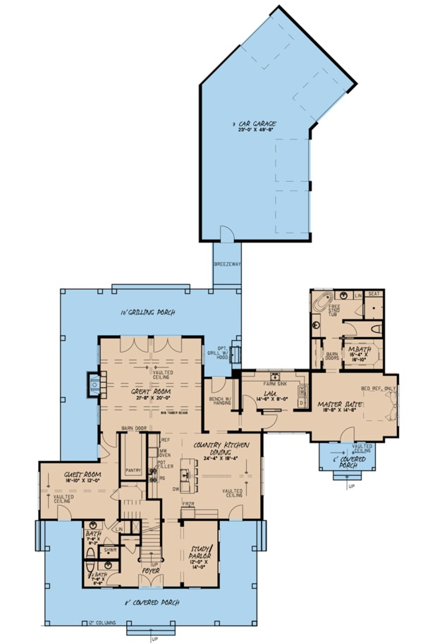 House Plan Design - Farmhouse Floor Plan - Main Floor Plan #923-101