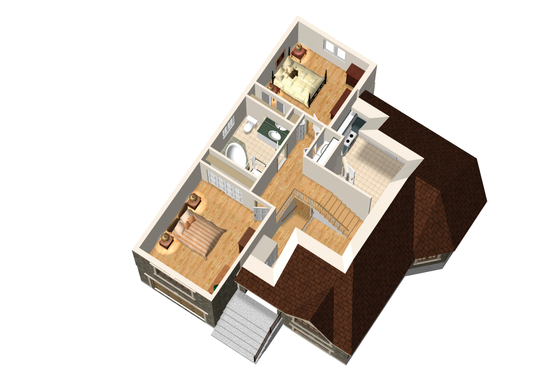 Floor Plan - Upper Floor 1 for European House Plan #25-4641 - 2 bed, 2 bath