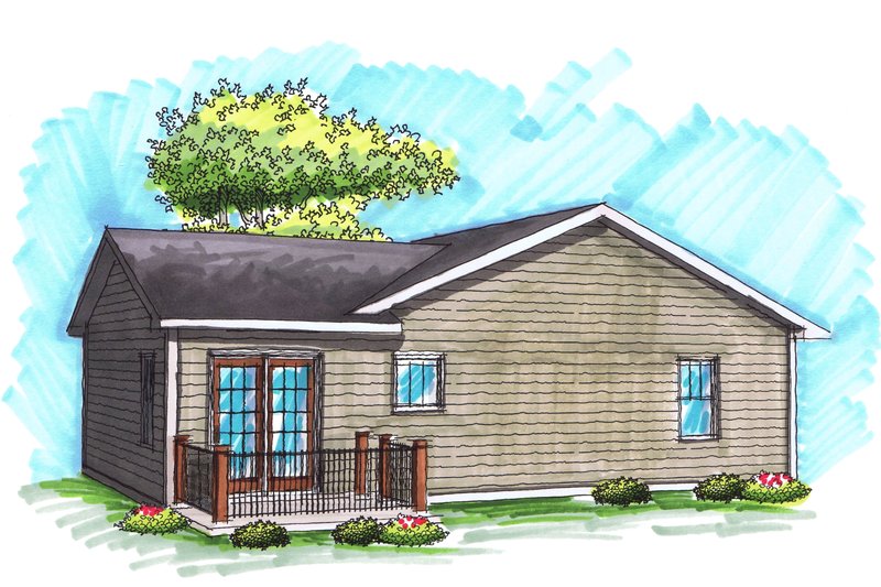 Home Plan - Exterior - Rear Elevation House Plan #70-1015 - 2 bed, 1 bath
