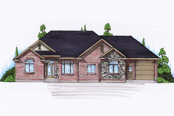 Exterior - Front Elevation for Traditional House Plan #5-258 - 3 bed, 3.5 bath