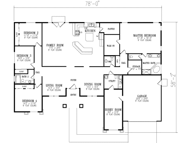 Adobe / Southwestern Floor Plan - Main Floor Plan #1-778
