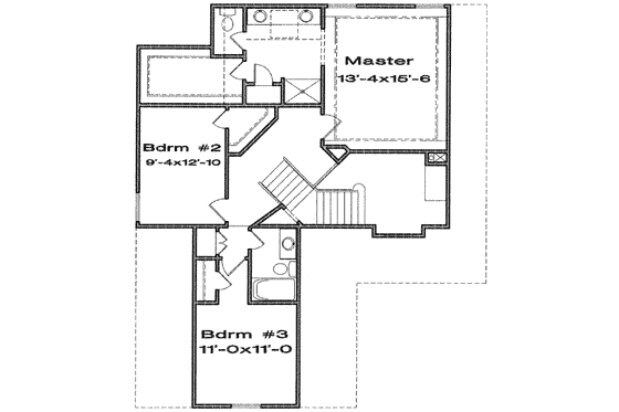 Floor Plan - Upper Floor for Traditional House Plan #6-126 - 3 bed, 2.5 bath