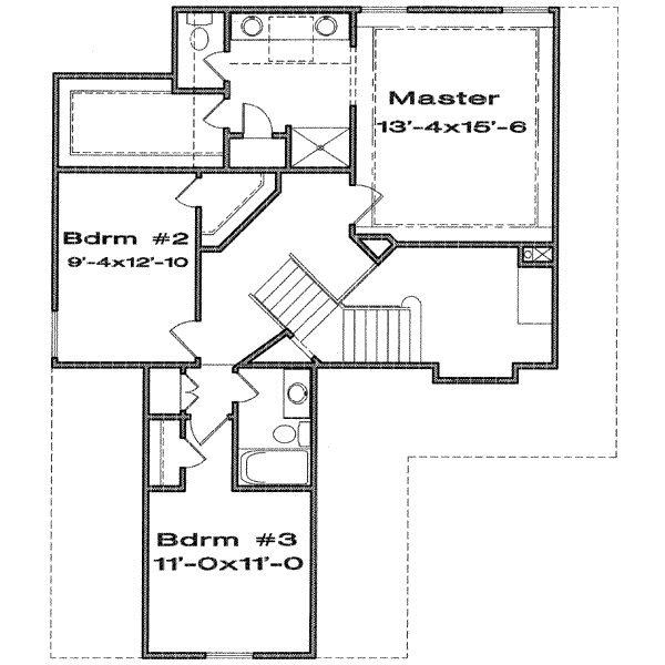 Traditional Floor Plan - Upper Floor Plan #6-126