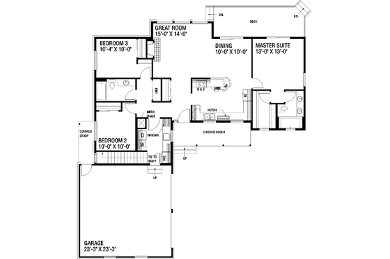 Floor Plan - Main Floor for Traditional House Plan #60-153 - 3 bed, 2 bath