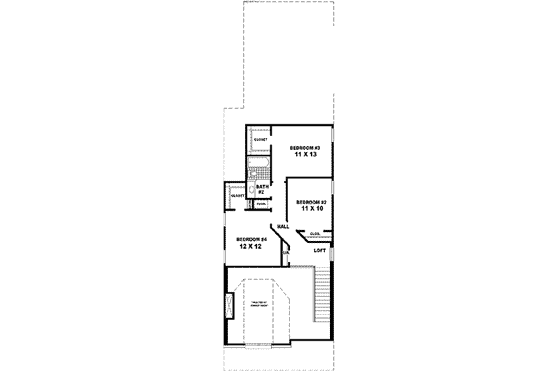 Floor Plan - Upper Floor for Southern House Plan #81-454 - 4 bed, 2.5 bath