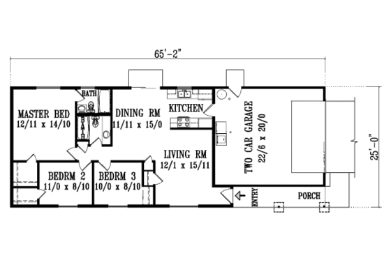 Floor Plan - Main Floor for Adobe / Southwestern House Plan #1-1048 - 3 bed, 2 bath