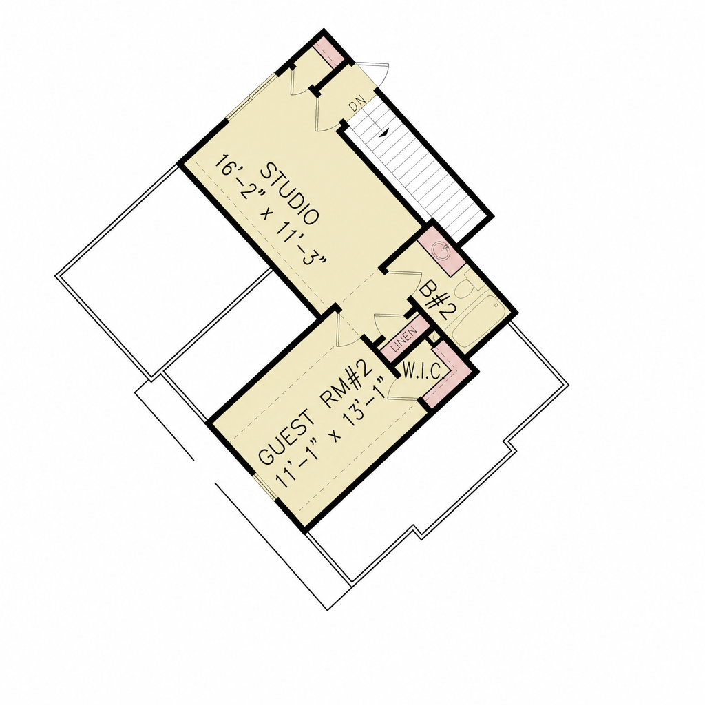 Floor Plan - Upper Floor for Cottage House Plan #54-723 - 2 bed, 2.5 bath