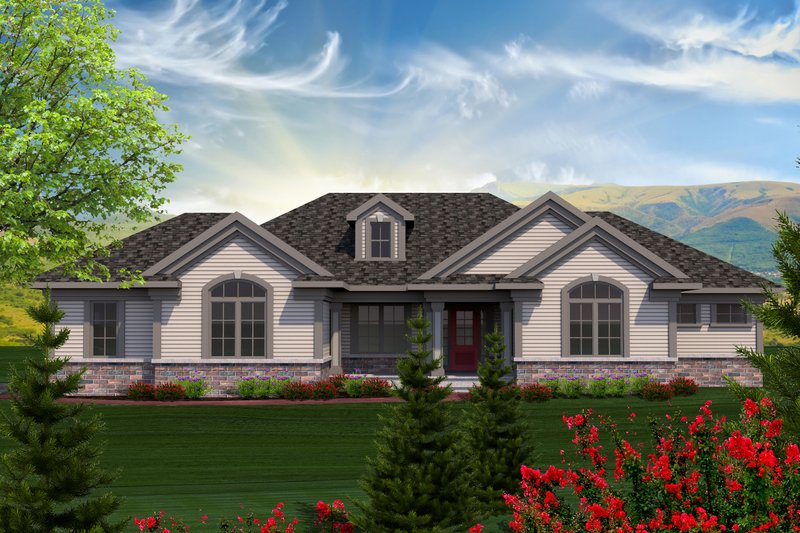 Architectural House Design - Ranch Exterior - Front Elevation Plan #70-1166