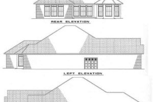 Exterior - Rear Elevation for European House Plan #17-190 - 3 bed, 2 bath