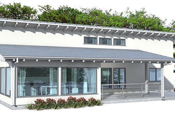 Exterior - Rear Elevation for Modern House Plan #537-24 - 3 bed, 2 bath