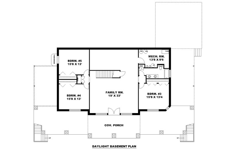 Home Plan - Floor Plan - Lower Floor for Craftsman House Plan #117-1040 - 5 bed, 3 bath