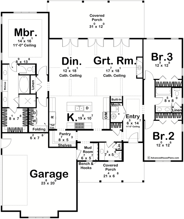 Farmhouse Floor Plan - Main Floor Plan #455-736