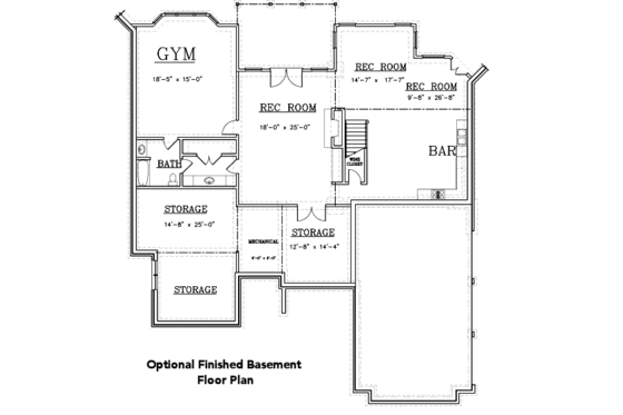 Floor Plan - Lower Floor for European House Plan #119-360 - 4 bed, 3.5 bath