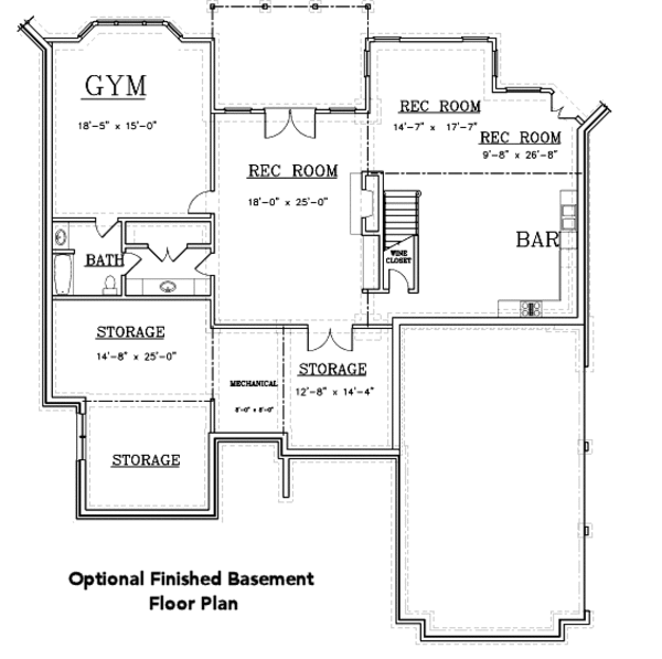 Architectural House Design - European Floor Plan - Lower Floor Plan #119-360